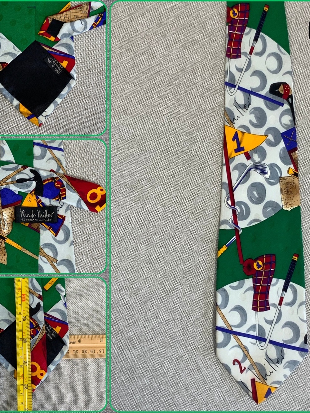 Vintage Nicole Miller Golf Silk Novelty Tie